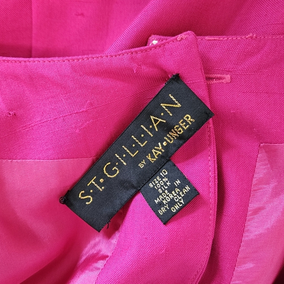 St Gillian Kay Unger pink raw silk sheath dress Womens 10 - Picture 5 of 10